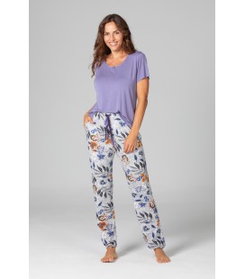 Pijama mujer pantalón largo manga corta verano