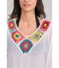 Caftán corto mujer con flecos de colores Rasdemar