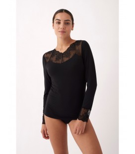Camiseta manga larga Modal con encaje