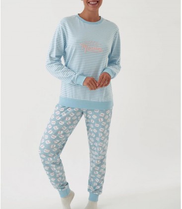 Pijama mujer algodón pantalón largo