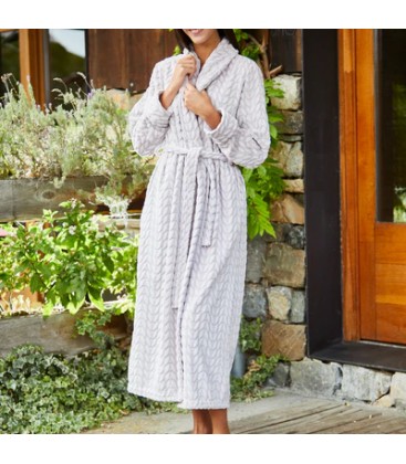 Bata mujer extra larga cruzada tacto peluche