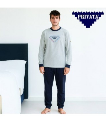 Pijama hombre punto liso manga larga