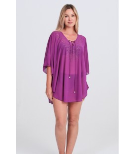 Caftán corto mujer trasparente