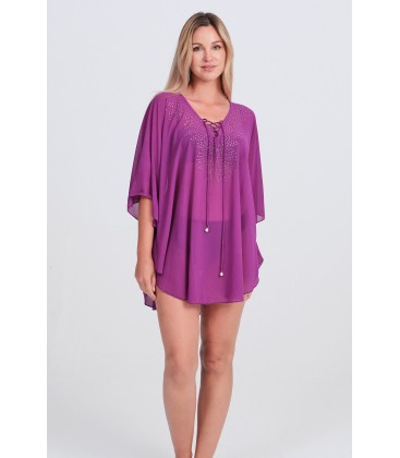 Caftán corto mujer trasparente