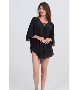 Caftán corto mujer trasparente