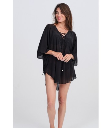 Caftán corto mujer trasparente