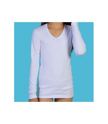 Camiseta felpa de niña manga larga 100% algodón