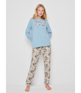 Pijama mujer de algodón pantalón largo