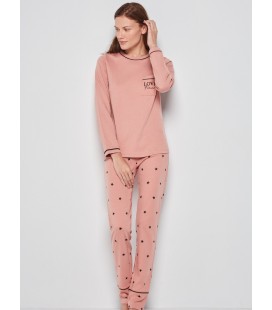 Pijama largo de mujer con camiseta lisa