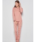 Pijama largo de mujer con camiseta lisa
