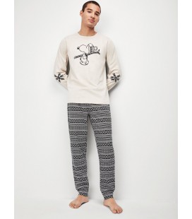 Pijama largo de hombre en tejido de punto